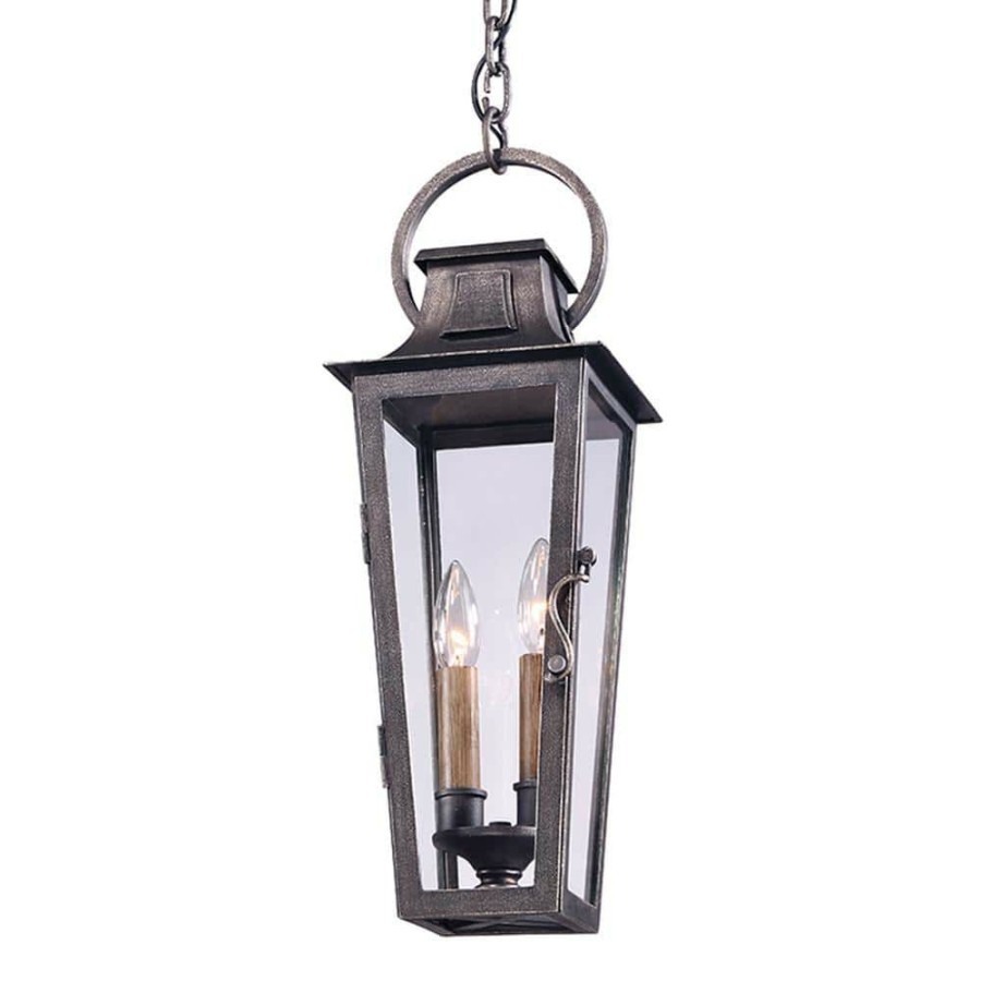 Outdoor Lighting * | French Quarter 2-Light Aged Pewter Outdoor Hanging Pendant By Troy Lighting