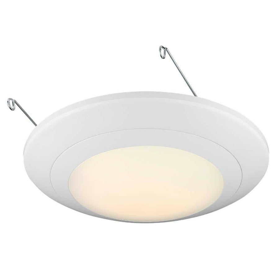 Recessed Lighting * | 6 In. White Integrated Led J-Box Or Recessed Can Mounted Led Disk Light Trim, 2700K By Envirolite