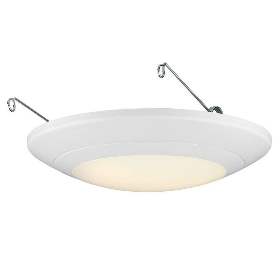 Recessed Lighting * | 6 In. White Integrated Led J-Box Or Recessed Can Mounted Led Disk Light Trim, 2700K By Envirolite