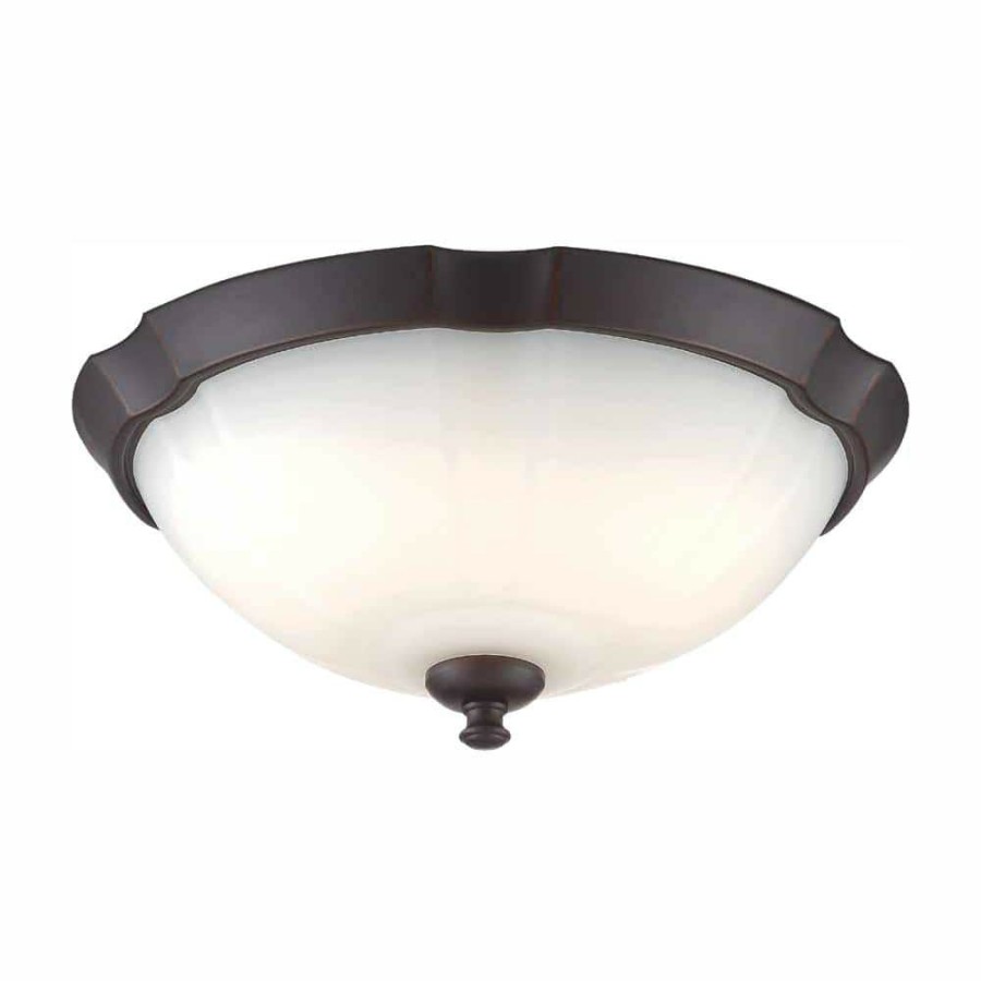 Commercial Lighting * | 13 In. 120-Watt Equivalent Royal Bronze 3000K Cct Led Ceiling Light Flush Mount With Frosted White Glass Shade By Envirolite