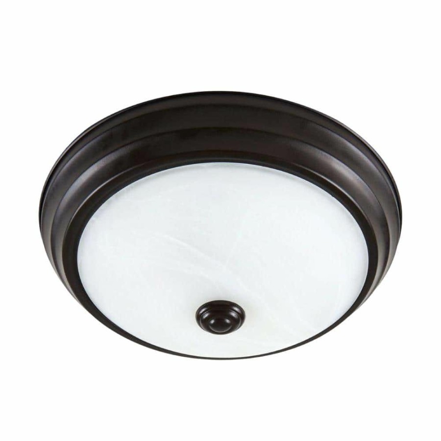 Commercial Lighting * | Satin Bronze Dimming Led Flush Mount With Alabaster Glass By Envirolite