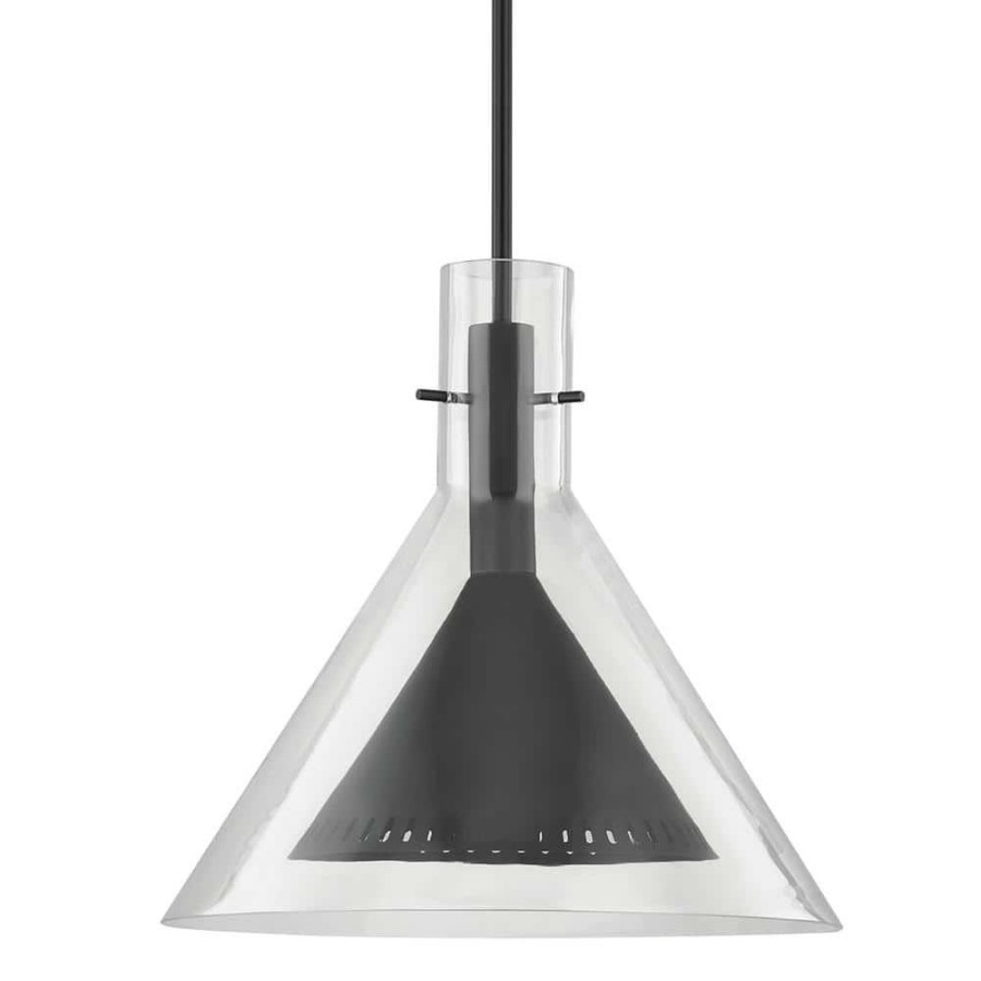 Commercial Lighting * | 1-Light Satin Black Pendant With Glass Clear Shade By Troy Lighting