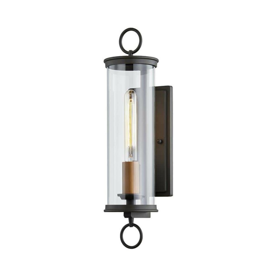 Vanity Lighting * | Aiden 20 In. 1-Light Bronze Wall Sconce With Clear Glass Shade By Troy Lighting