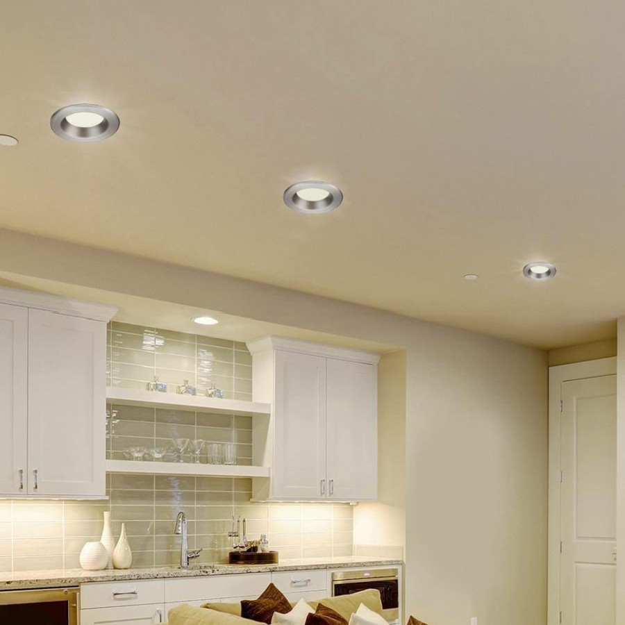 Recessed Lighting * | Easy Up 4 In. Soft White Led Recessed Can Light With 93 Cri, 3000K J-Box With Brushed Nickel Trim (No Can Needed) By Envirolite