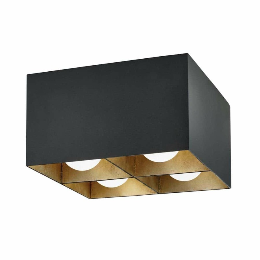 Commercial Lighting * | Felix 12 In. 4-Light Texture Black Warm Silver Flush Mount By Troy Lighting