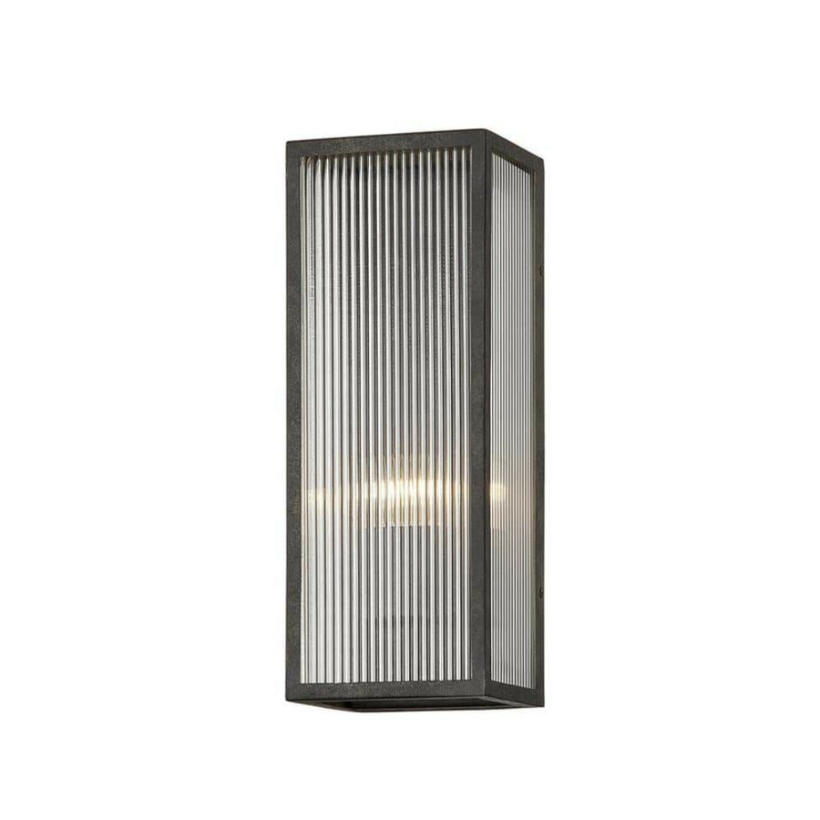 Wall Sconces * | Tisoni 1-Light French Iron Wall Sconce With Clear Ribbed Glass By Troy Lighting