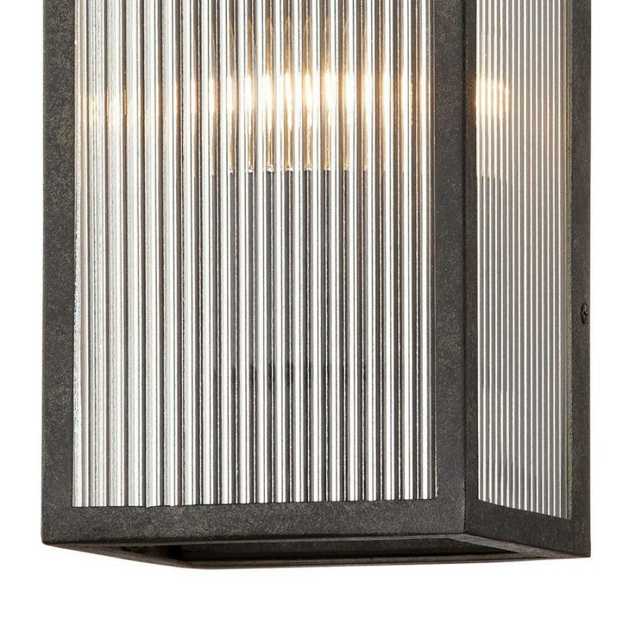 Wall Sconces * | Tisoni 1-Light French Iron Wall Sconce With Clear Ribbed Glass By Troy Lighting