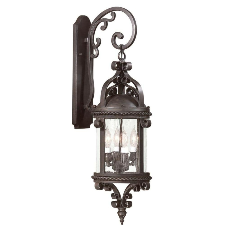 Outdoor Lighting * | Pamplona 4-Light Old Bronze Outdoor Wall Lantern Sconce By Troy Lighting