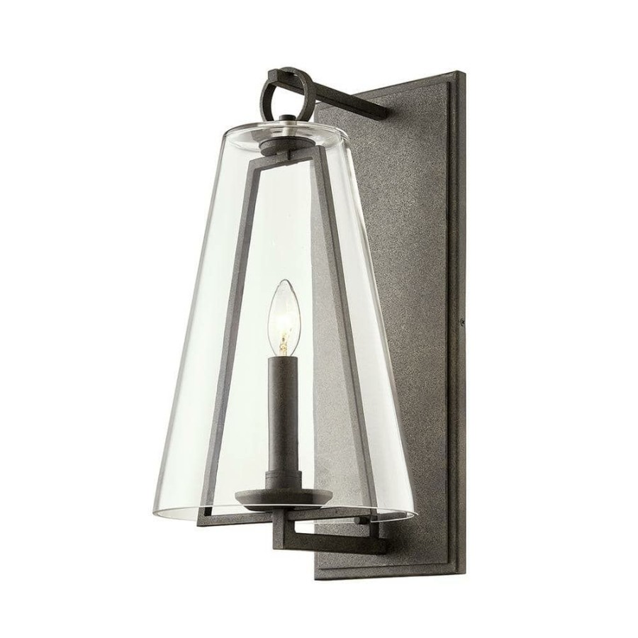 Vanity Lighting * | Adamson 19 In. French Iron 1-Light Wall Sconce With Clear Glass Shade By Troy Lighting