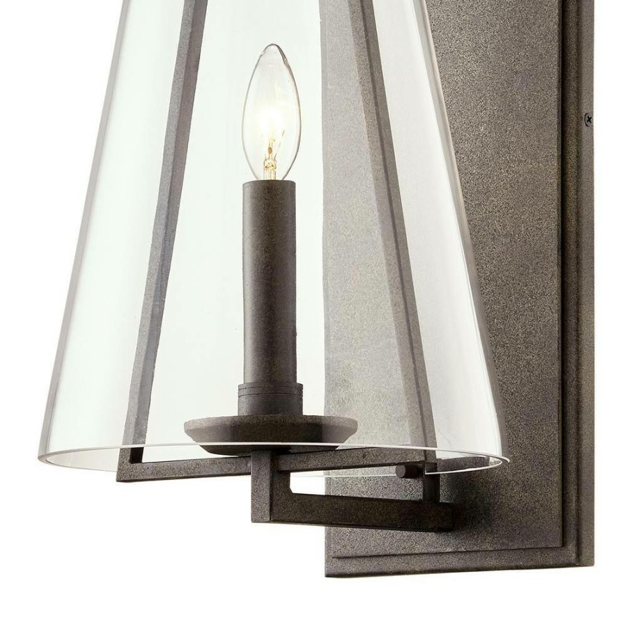 Vanity Lighting * | Adamson 19 In. French Iron 1-Light Wall Sconce With Clear Glass Shade By Troy Lighting