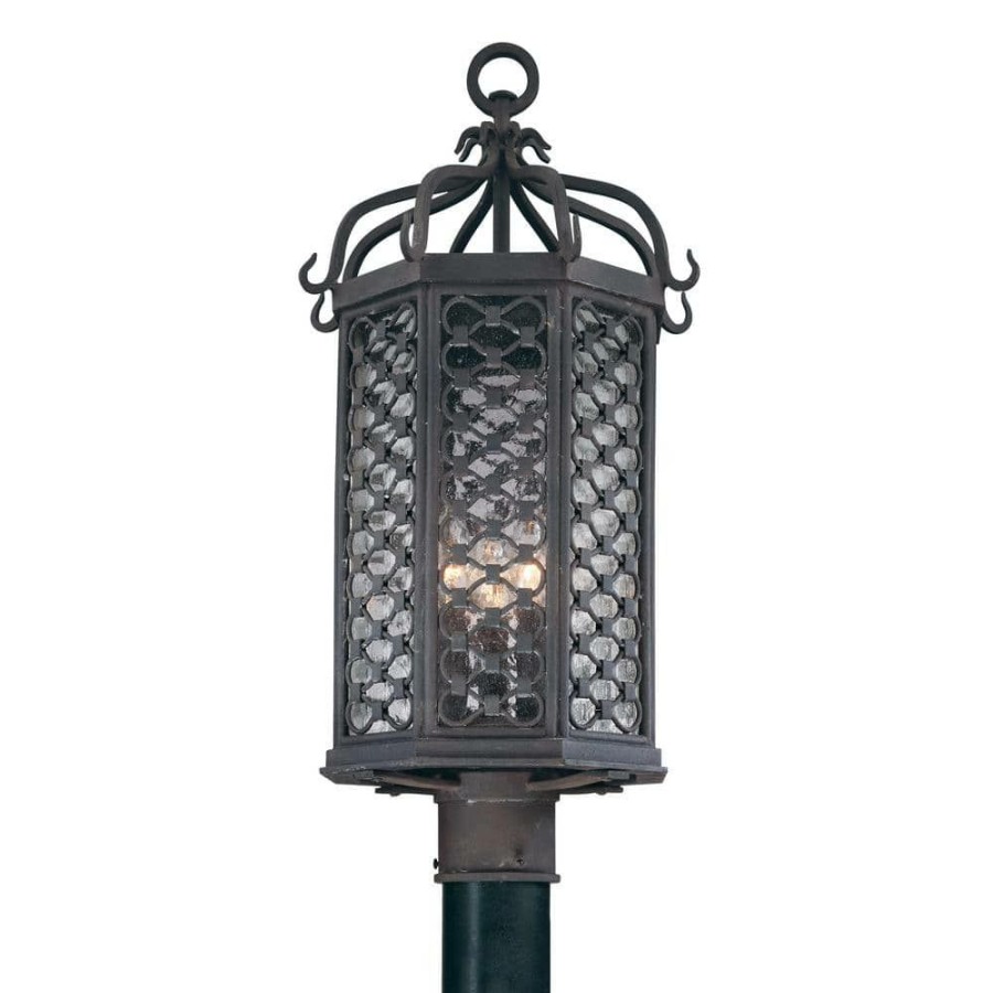 Outdoor Lighting * | Los Olivos 3-Light Outdoor Old Iron Post Light By Troy Lighting