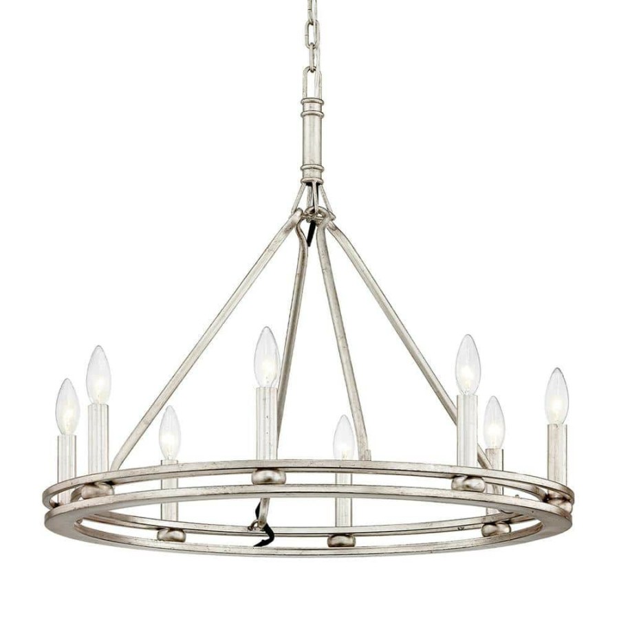 Commercial Lighting * | Sutton 8-Light Champagne Silver Leaf 27.5 In. D Chandelier By Troy Lighting