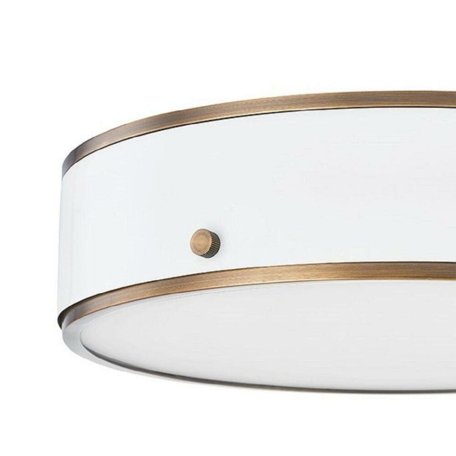 Commercial Lighting * | Eli 1-Light Patina Brass Soft White Large Flush Mount By Troy Lighting