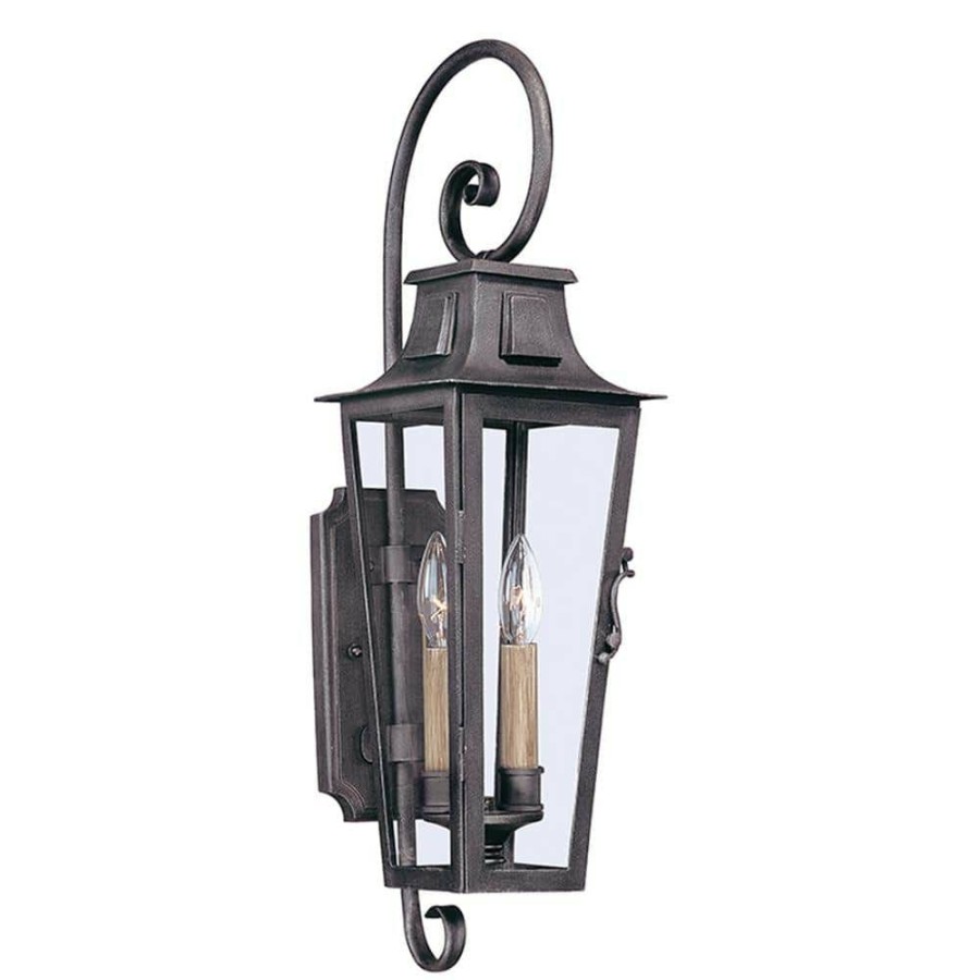 Outdoor Lighting * | French Quarter 2-Light Aged Pewter Outdoor Wall Lantern Sconce By Troy Lighting