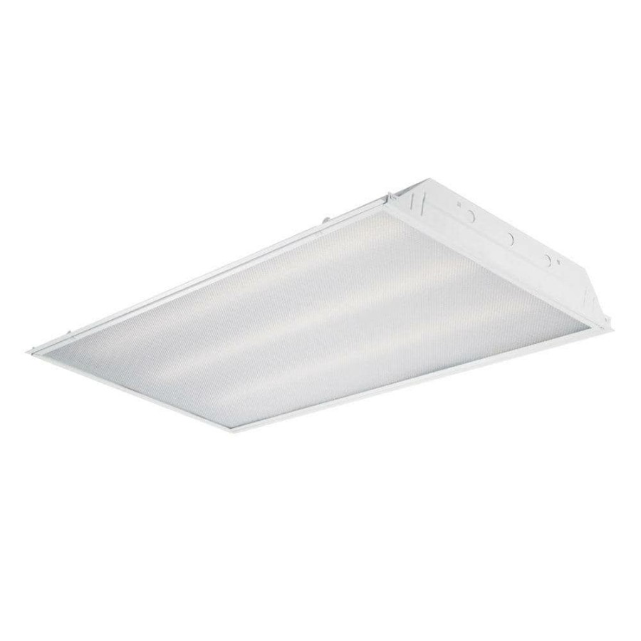 Commercial Lighting * | 2 Ft. X 4 Ft. 14-Watt Led White Prismatic Grid Ceiling Troffer With Battery Backup And 1800 Lumen T8 Flex Tubes 5000K By Envirolite