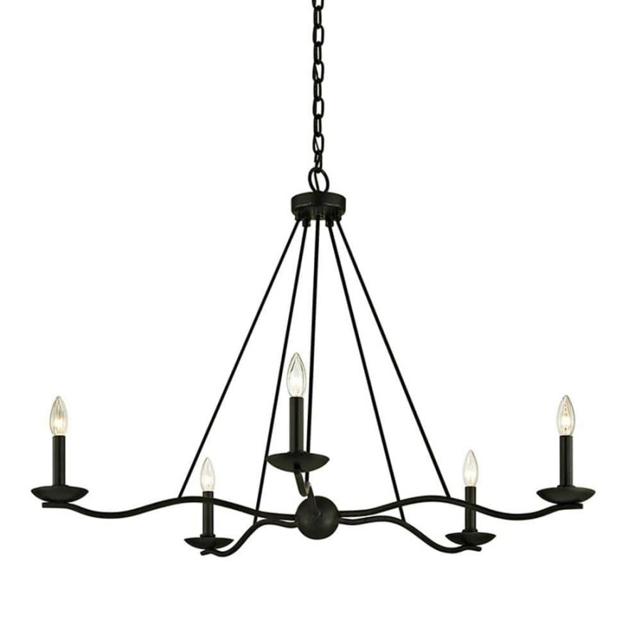 Commercial Lighting * | Sawyer 5-Light Forged Iron 40 In. D Chandelier By Troy Lighting