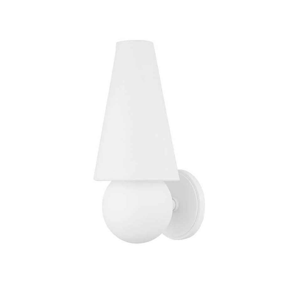 Wall Sconces * | Cassius 1 White Wall Sconce With White Linen Shade By Troy Lighting