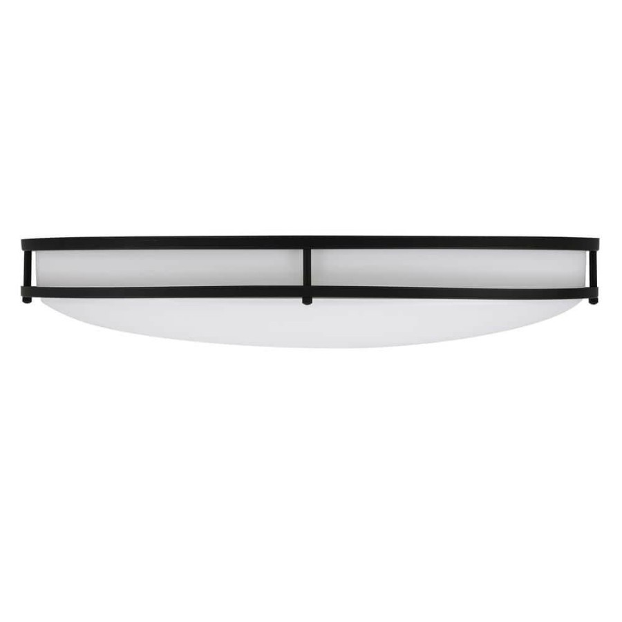 Commercial Lighting * | 32 In. Oval Matte Black Integrated 3000K Cct Led Ceiling Light Flush Mount By Envirolite