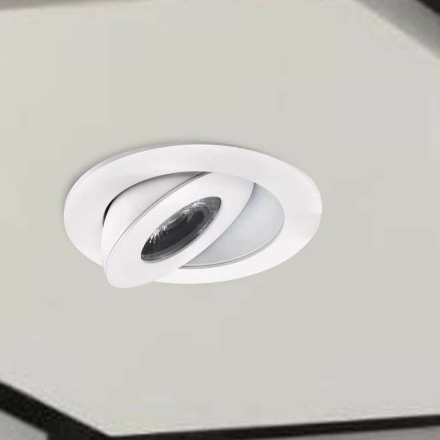 Recessed Lighting * | 3 In. White 3000K Canless Remodel Directional Wall Wash Gimbal Integrated Led Recessed Light Kit By Envirolite