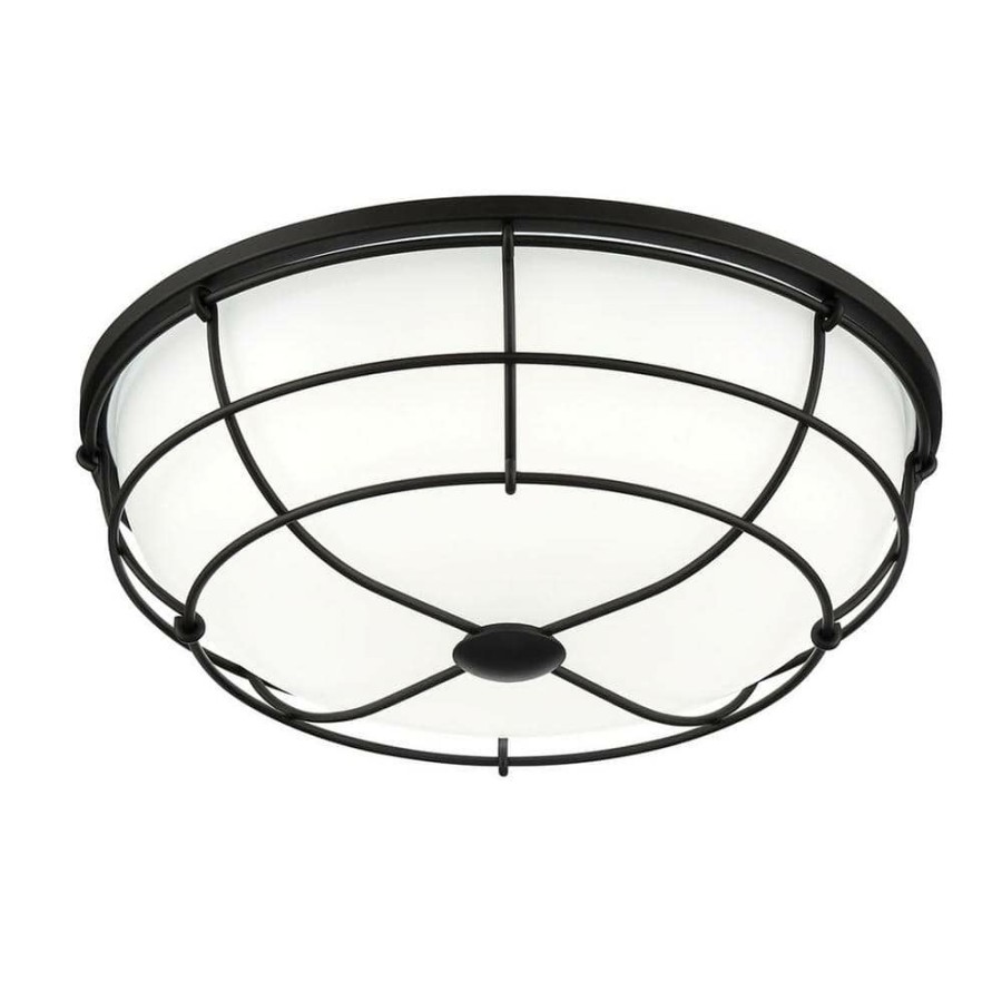 Commercial Lighting * | 16 In. 1-Light Matte Black Selectable Cct Led Flush Mount By Envirolite