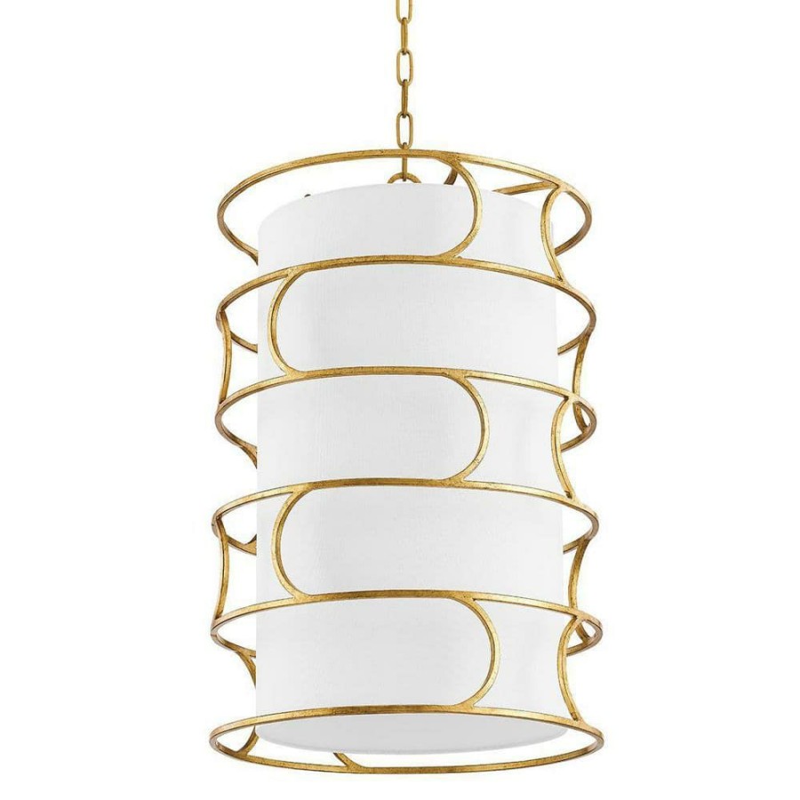 Commercial Lighting * | Reedley 4-Light Vintage Gold Leaf Chandelier/Pendant Design By Troy Lighting