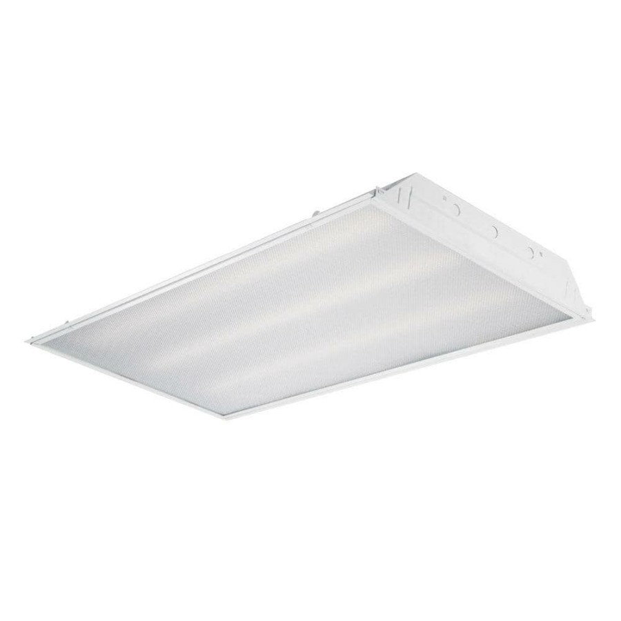 Commercial Lighting * | 2 Ft. X 4 Ft. 14-Watt Led White Prismatic Grid Ceiling Troffer With Battery Backup And 1800 Lumen T8 Flex Tubes 4000K By Envirolite