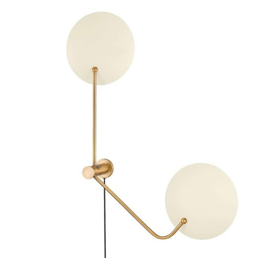 Wall Sconces * | Leif 2-Light Patina Brass Soft Sand Plug-In Sconce By Troy Lighting