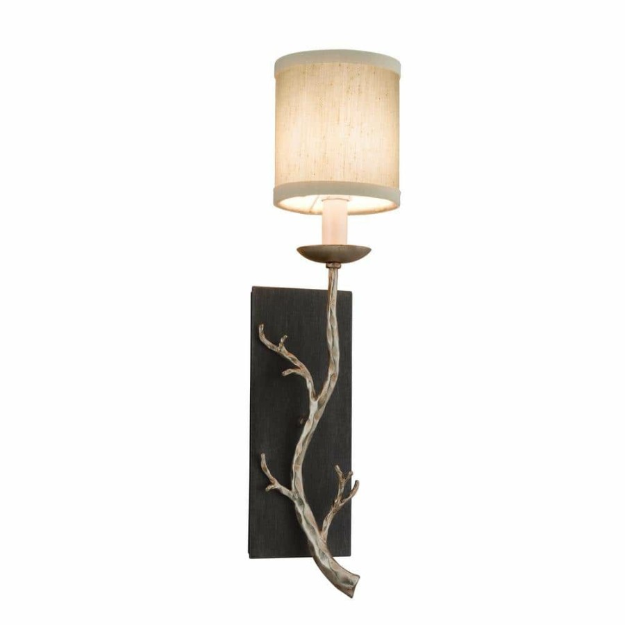 Wall Sconces * | Adirondack 1-Light Graphite And Silver Leaf Sconce By Troy Lighting