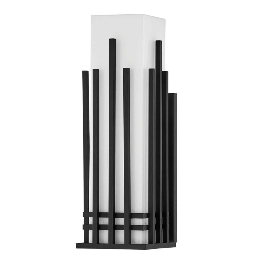 Vanity Lighting * | San Mateo 3-Light Textured Black, Opal Shiny Wall Sconce By Troy Lighting