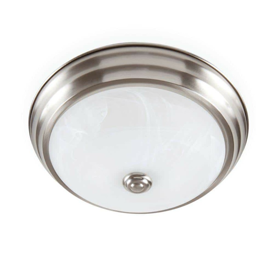 Commercial Lighting * | 11 In. Brushed Nickel Integrated 2700K Cct Led Ceiling Light Flush Mount With Alabaster Glass By Envirolite