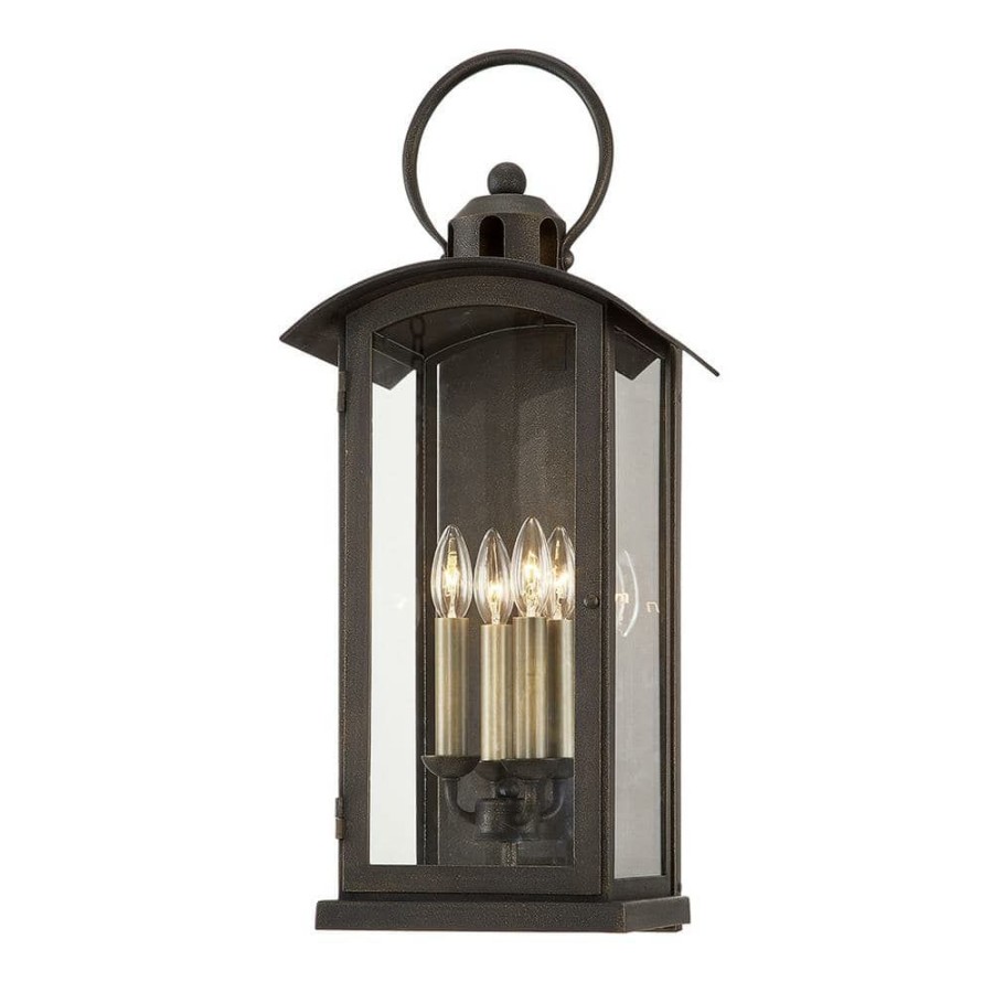 Vanity Lighting * | Chaplin 4-Light Vintage Bronze Wall Sconce With Clear Glass Shade By Troy Lighting