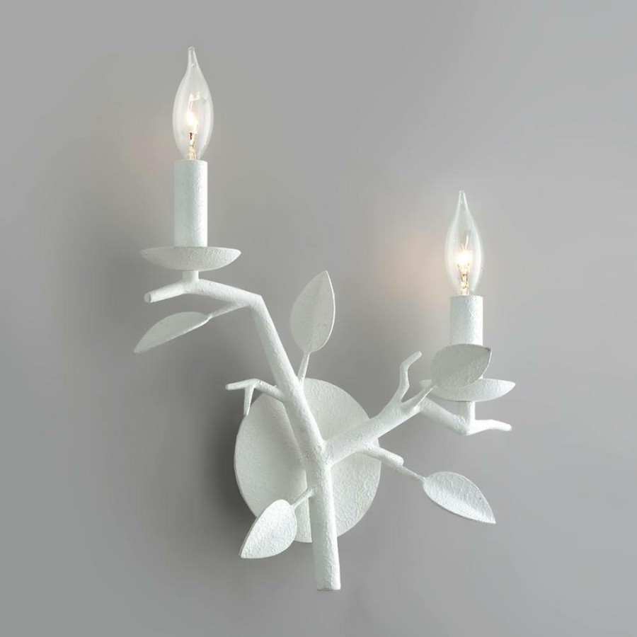 Vanity Lighting * | Aubrey 2-Light White Gesso Wall Sconce By Troy Lighting