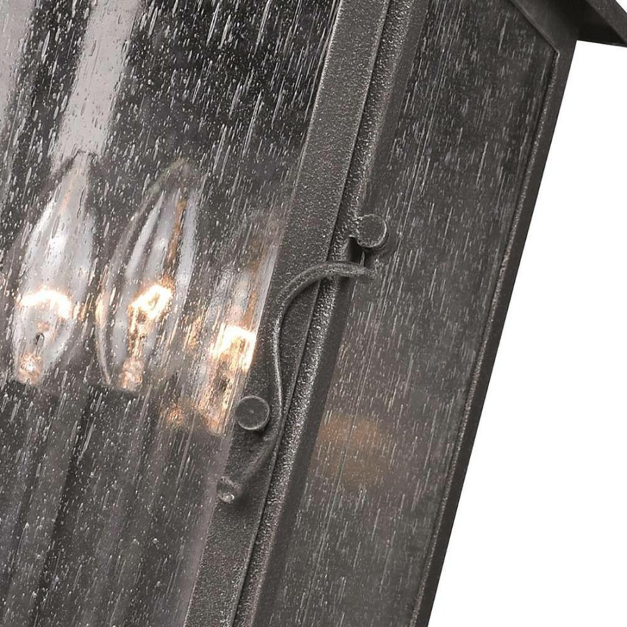 Outdoor Lighting * | Larchmont 3-Light Aged Pewter Outdoor Wall Lantern Sconce By Troy Lighting