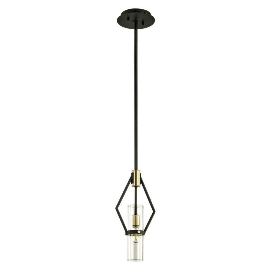 Commercial Lighting * | Raef 1-Light Textured Bronze 7 In. W Pendant With Clear Glass By Troy Lighting