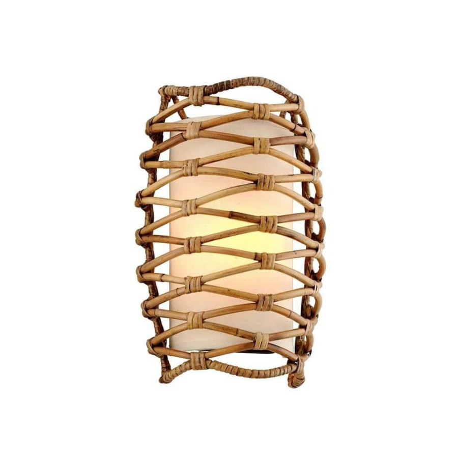 Wall Sconces * | Balboa 1-Light Natural Rattan Sconce By Troy Lighting