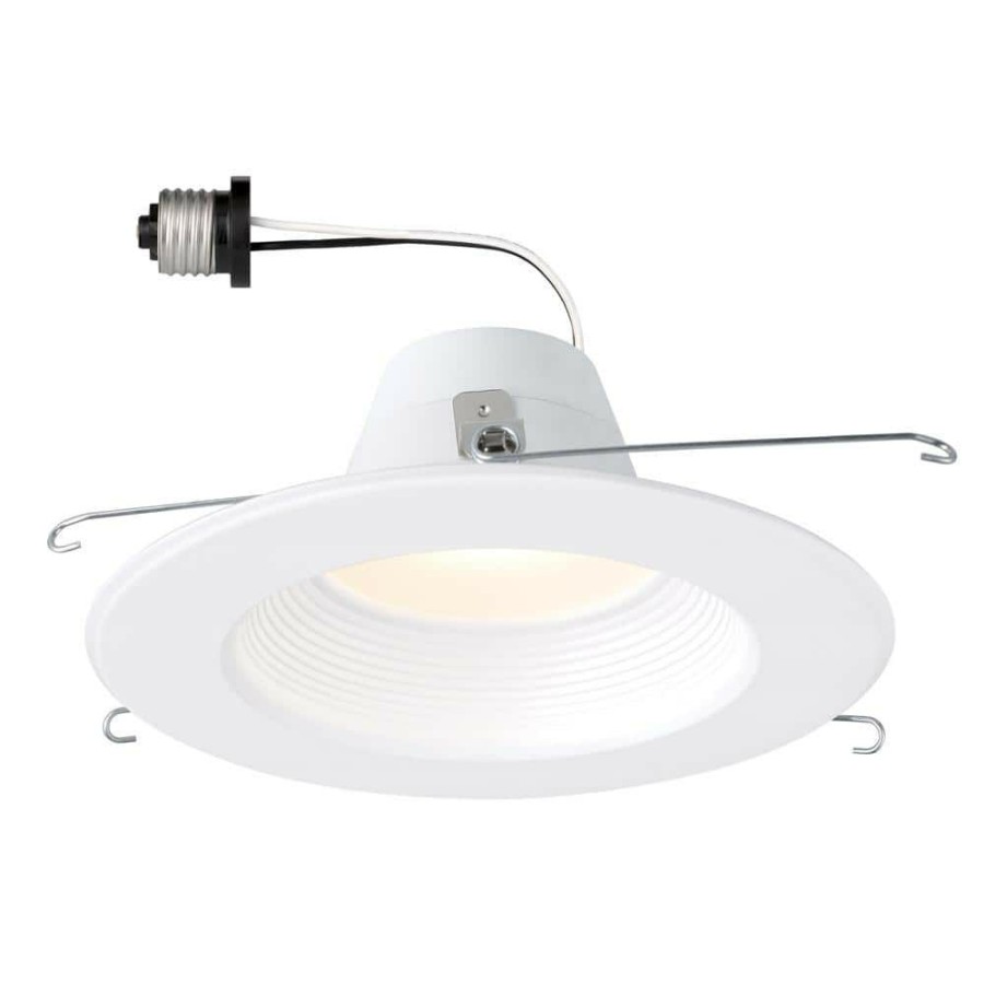 Recessed Lighting * | 5 In. / 6 In. Remodel White Integrated Led Recessed Can Ceiling Downlight Baffle Trim, Dimmable, 3500K By Envirolite