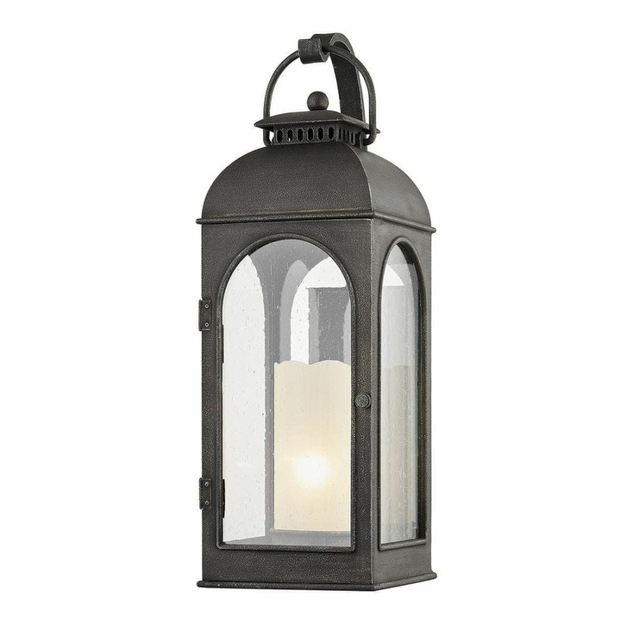 Vanity Lighting * | Derby 29 In. 1-Light Aged Pewter Wall Sconce With Clear Seeded Glass By Troy Lighting