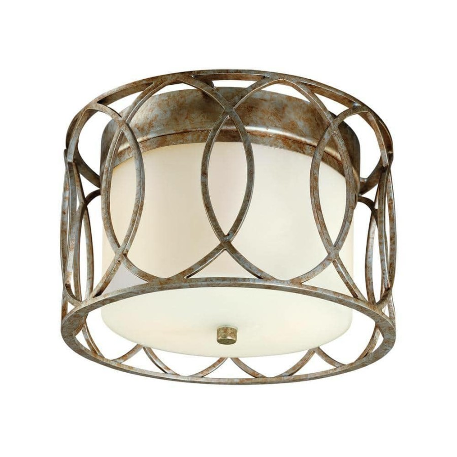 Commercial Lighting * | Sausalito 2-Light Silver Gold Flush Mount By Troy Lighting