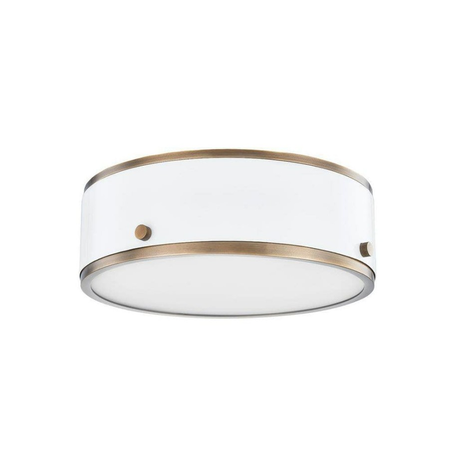 Commercial Lighting * | Eli 1-Light Patina Brass Soft White Small Flush Mount By Troy Lighting