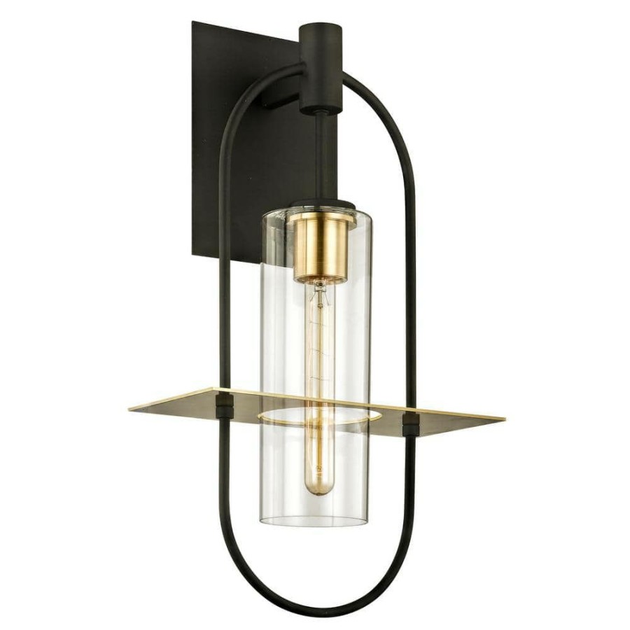 Outdoor Lighting * | Smyth 1-Light Dark Bronze 22 In. H Outdoor Wall Lantern Sconce With Clear Glass By Troy Lighting