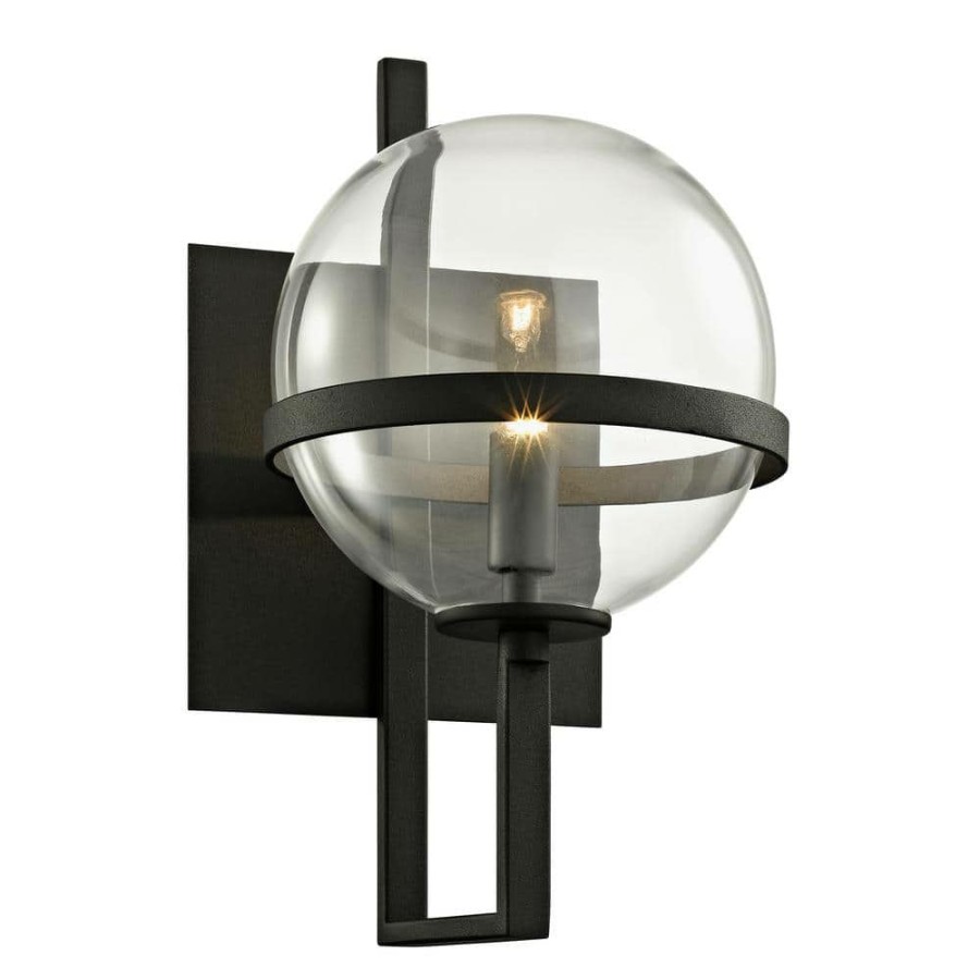 Wall Sconces * | Elliot 1-Light Textured Black 11.5 In. H Wall Sconce With Clear Glass By Troy Lighting