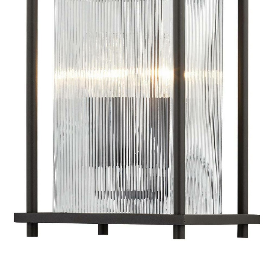 Vanity Lighting * | James Bay 3-Light Bronze Wall Sconce With Clear Ribbed Glass Shade By Troy Lighting