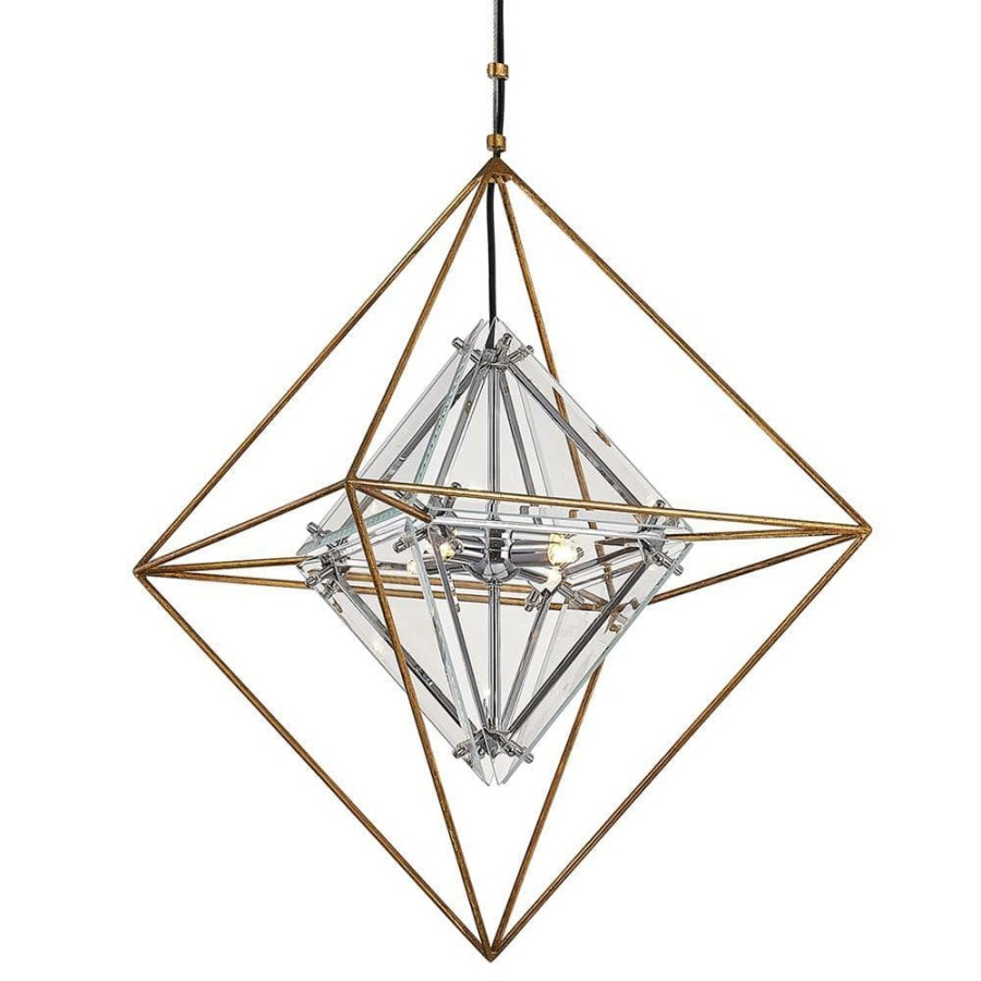 Commercial Lighting * | Epic 4-Light Gold Leaf Pendant With Clear Shade By Troy Lighting