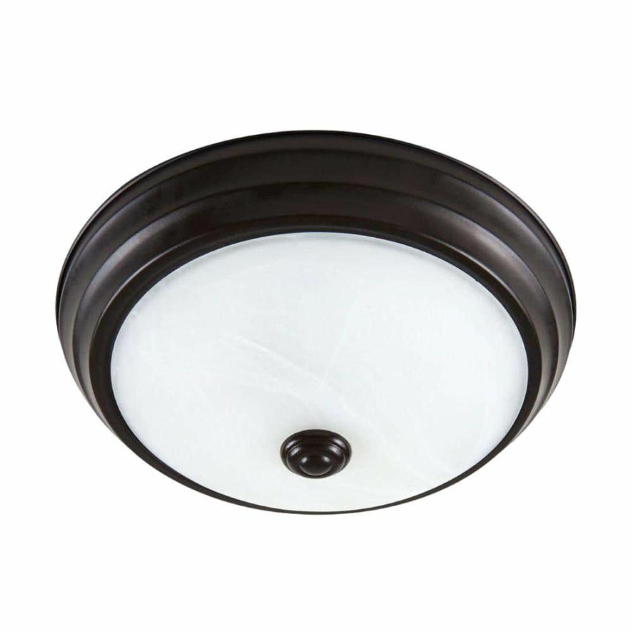 Commercial Lighting * | 11 In. Satin Bronze Integrated 2700K Cct Led Ceiling Light Flush Mount With Alabaster Glass By Envirolite