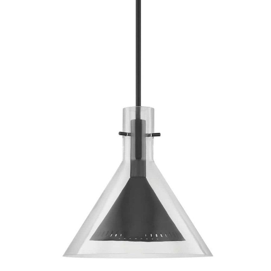 Commercial Lighting * | 1-Light Satin Black Pendant With Glass Clear Shade By Troy Lighting