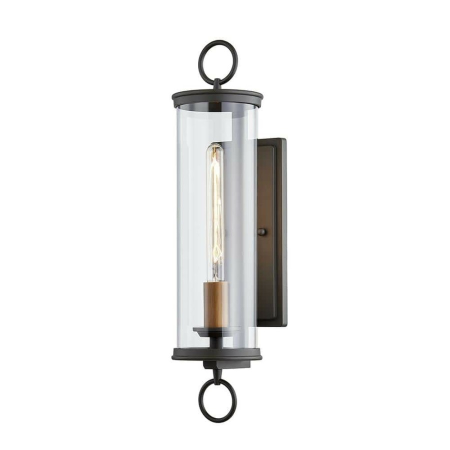 Wall Sconces * | Aiden 23 In. 1-Light Bronze Wall Sconce With Clear Glass Shade By Troy Lighting