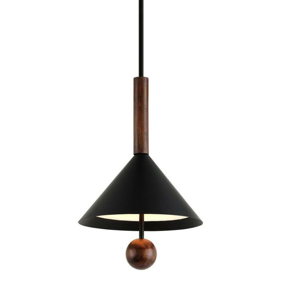 Commercial Lighting * | Ranger 3-Light Black, White And Natural Acacia Cone Pendant With Canvas Shade By Troy Lighting