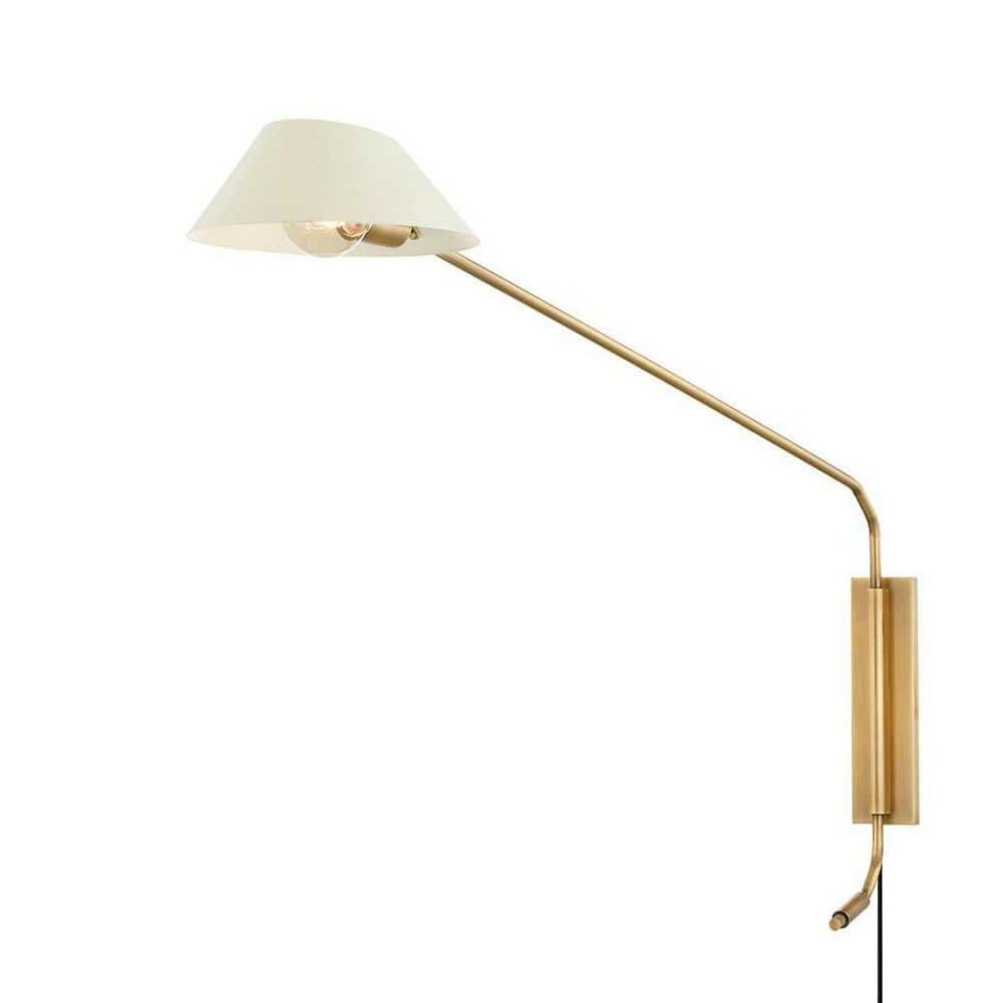 Vanity Lighting * | Sacramento 1-Light Patina Brass Soft Sand Plug-In Sconce By Troy Lighting