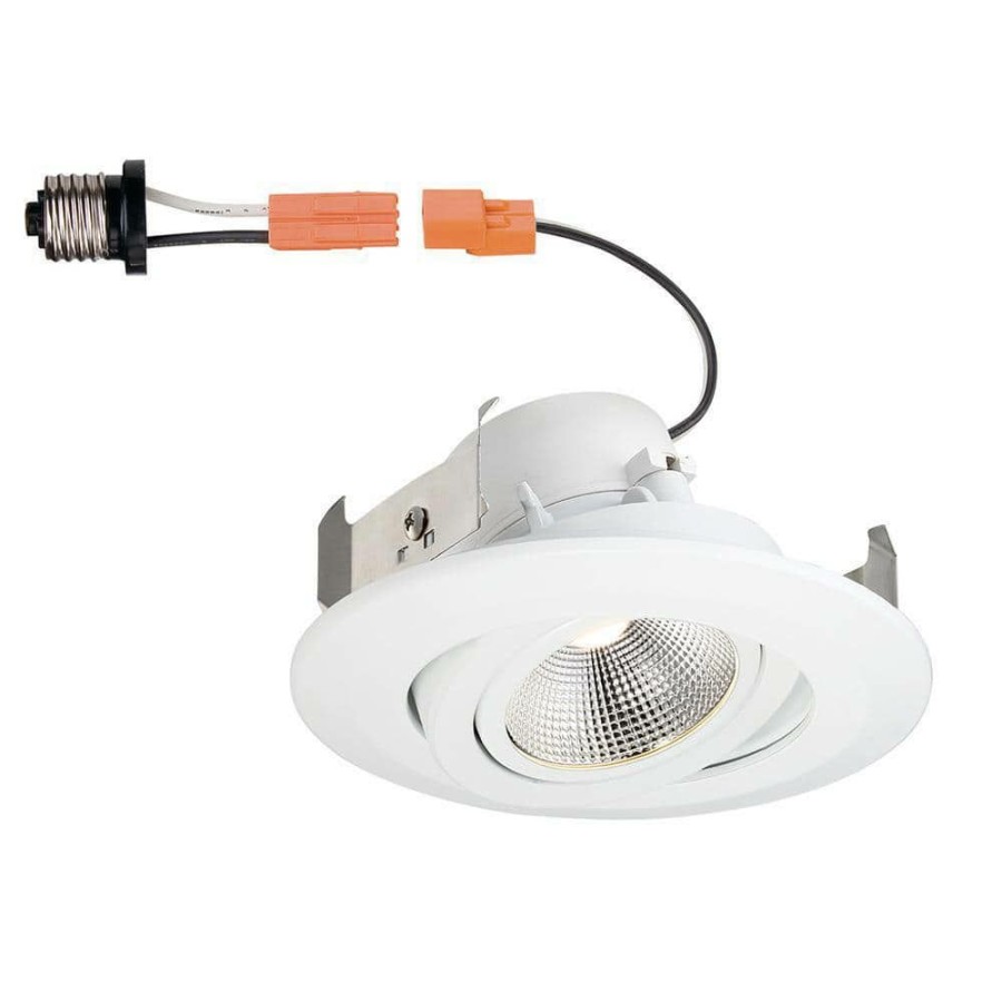 Recessed Lighting * | 4 In. 3000K Remodel Directional Gimbal White Integrated Led Recessed Can Light Trim By Envirolite