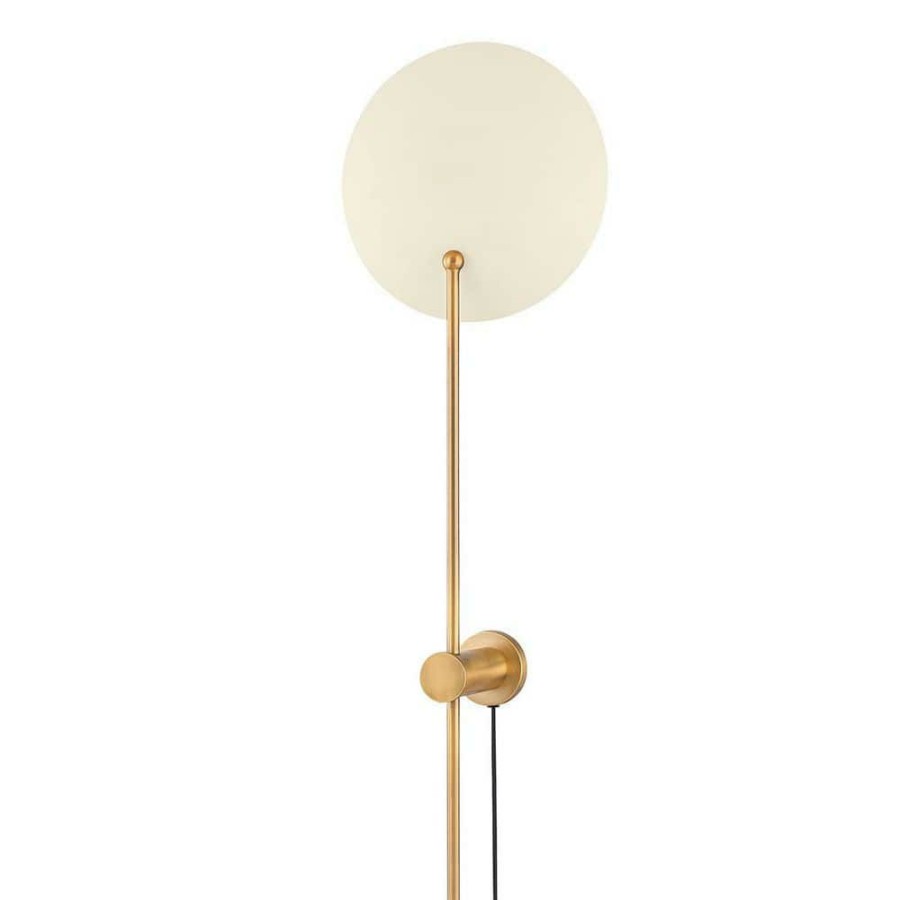 Wall Sconces * | Leif 1-Light Patina Brass Soft Sand Plug-In Sconce By Troy Lighting